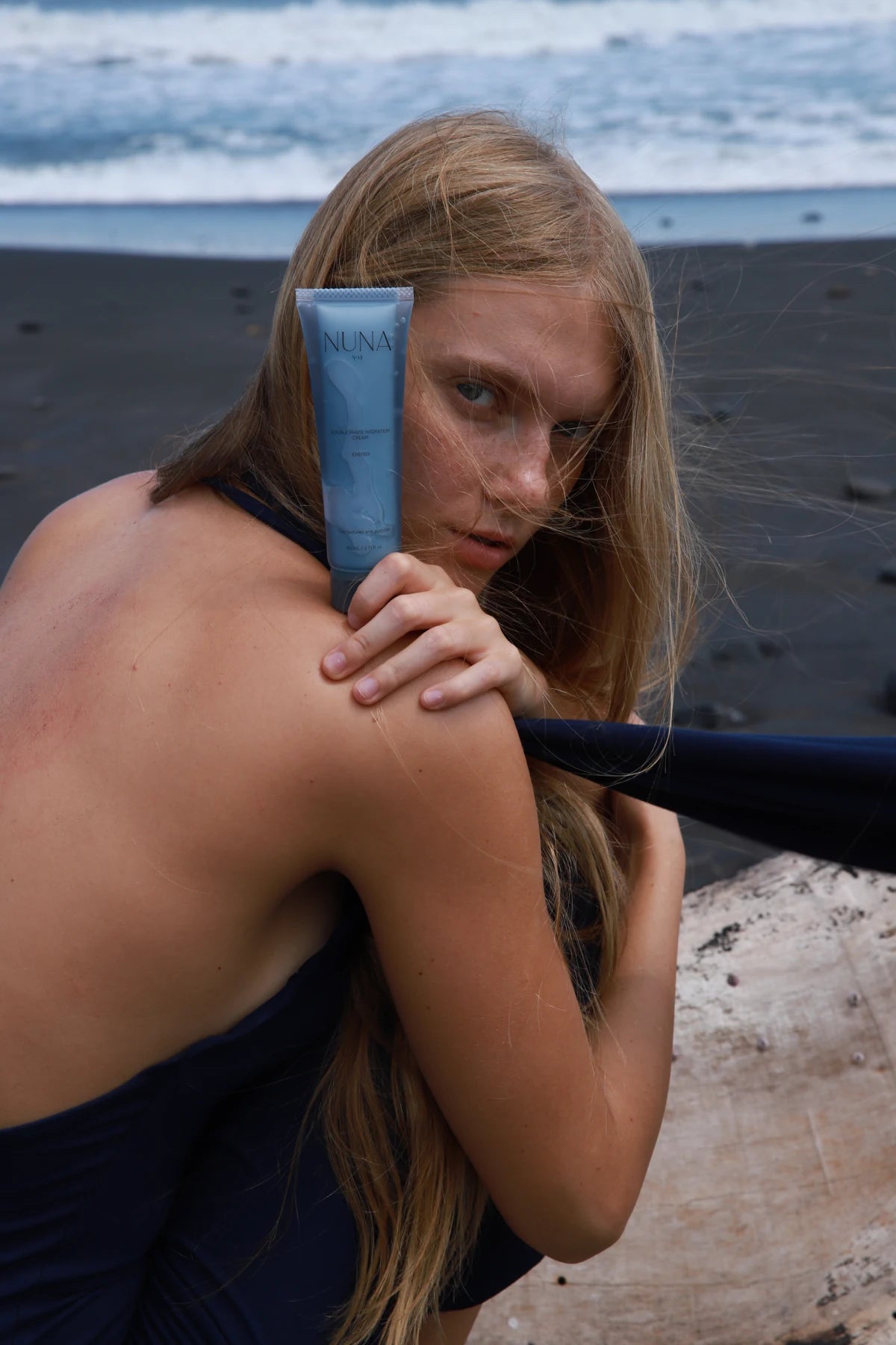 NUNA skincare ritual by the sea